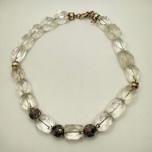 18" Sterling silver and faceted 15x20mm quartz beads, statement necklace!